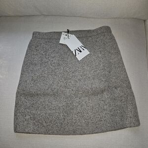 Zara Heather Gray Ribbed Mini Skirt